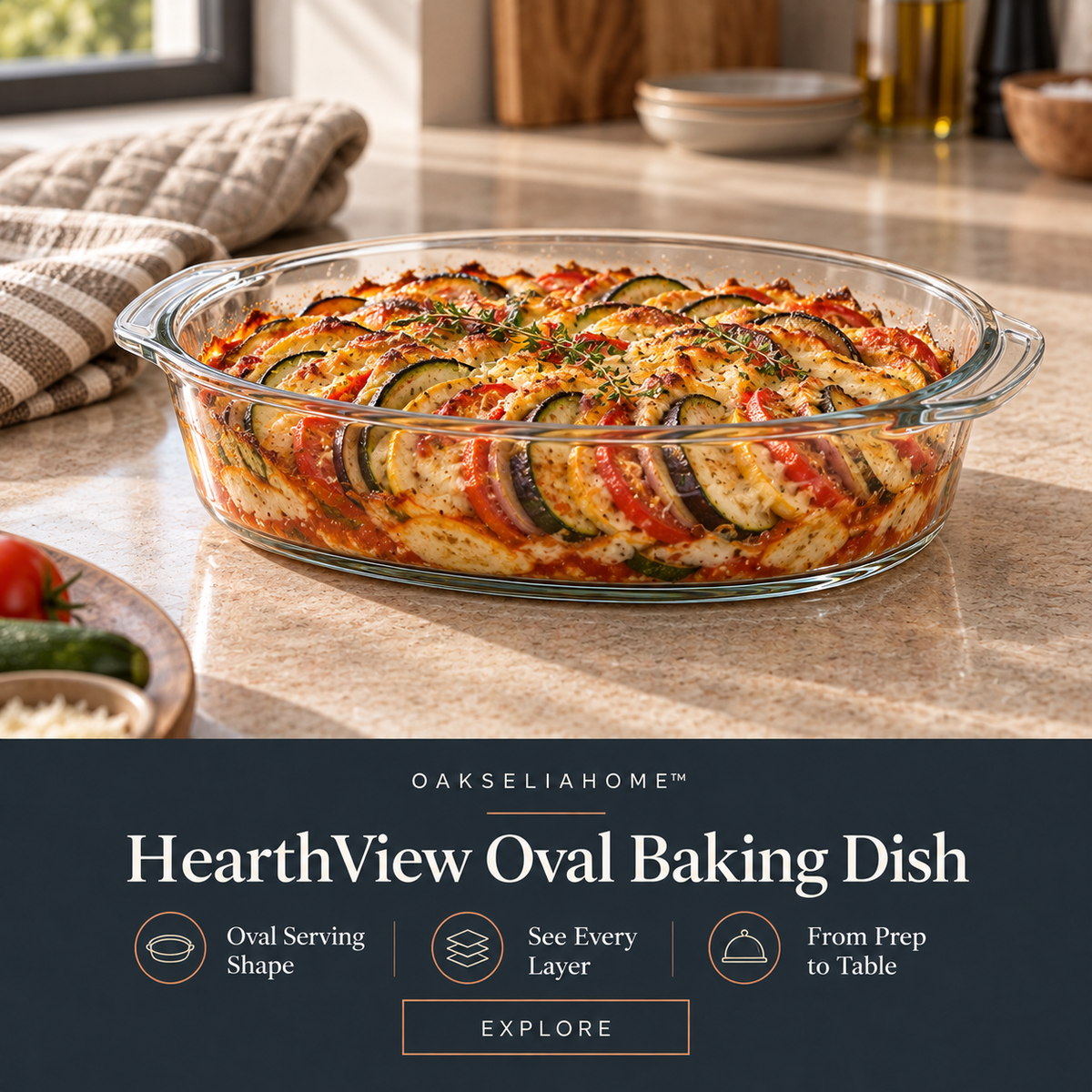 HearthView Oval Glass Baking Dish