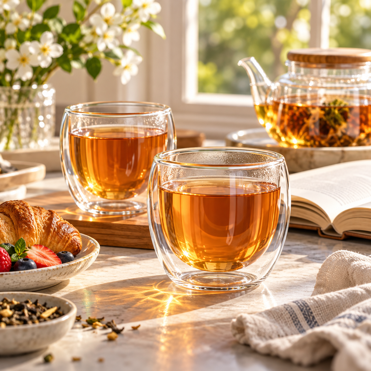 OAKSELIAHOME™ CalmTea Double-Wall Glass Cup Pair