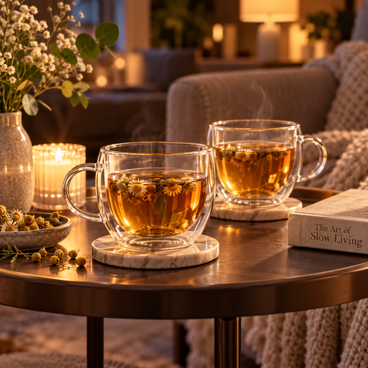 OAKSELIAHOME™ CalmTea Double-Wall Glass Cup Pair
