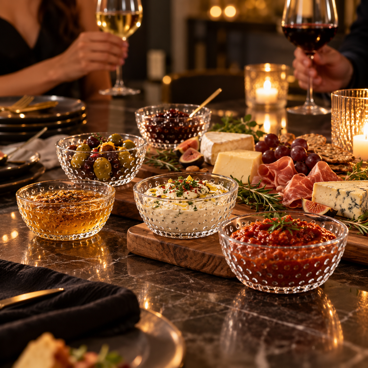 OAKSELIAHOME™ DineDots Glass Dip Bowl Set