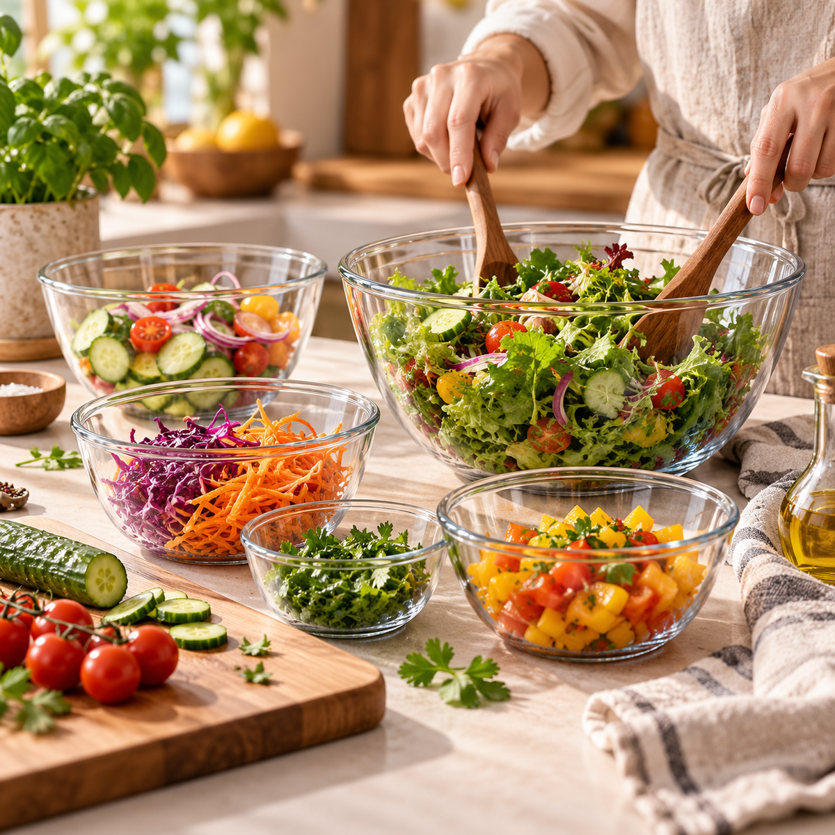 OAKSELIAHOME™ MixNest Glass Mixing Bowl Set