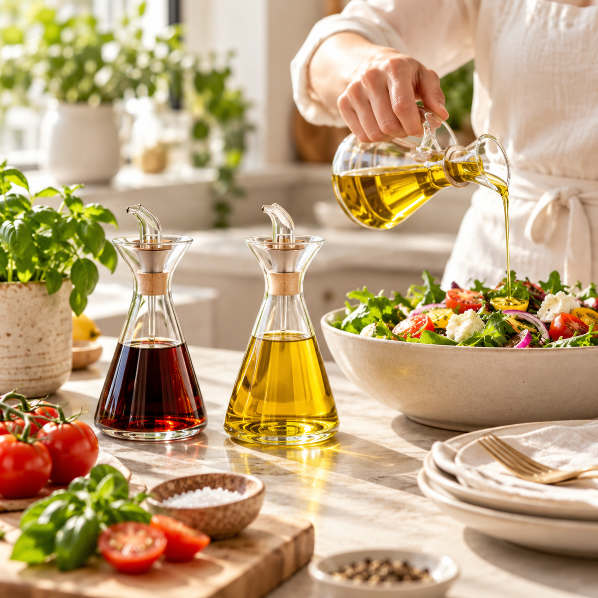 OAKSELIAHOME™ PurePour Glass Oil and Vinegar Cruet Pair